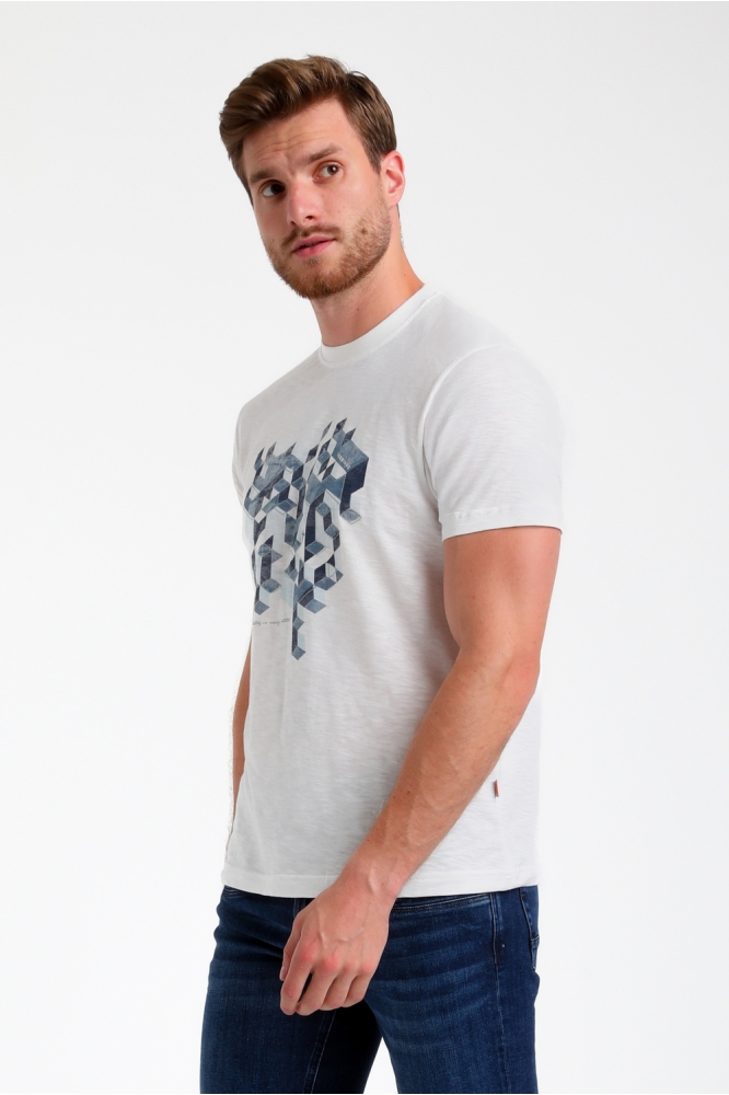 T SHIRT MET FRONTPRINT 155516 102 ecru
